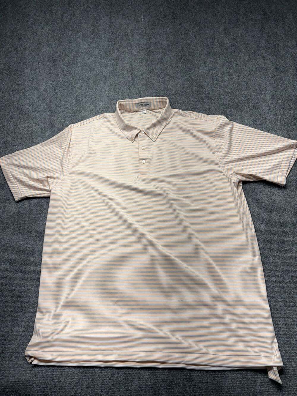 Peter Millar Summer Comfort Striped Performance Golf Polo Shirt Orange Gray XXL
